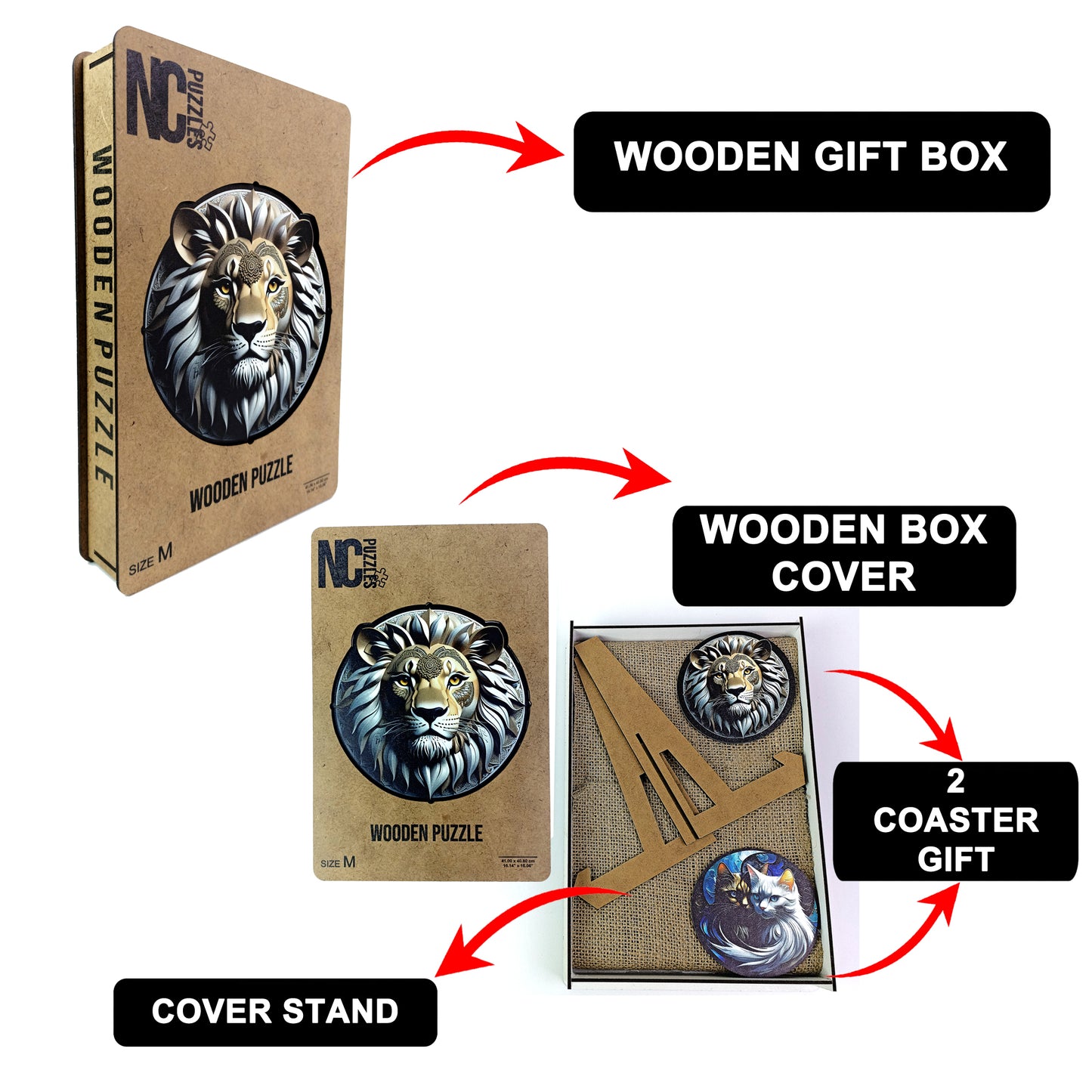 ÖZEL FİGÜRLÜ AHŞAP PUZZLE - LION (ASLAN)