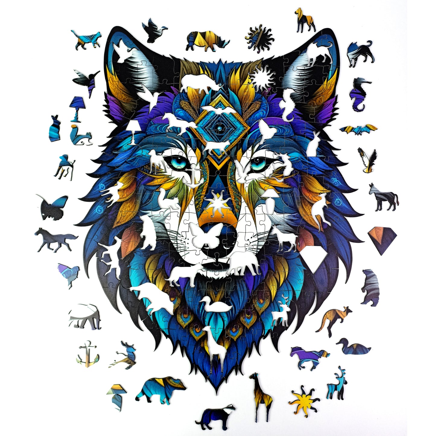 ÖZEL FİGÜRLÜ AHŞAP PUZZLE - MANDALA WOLF