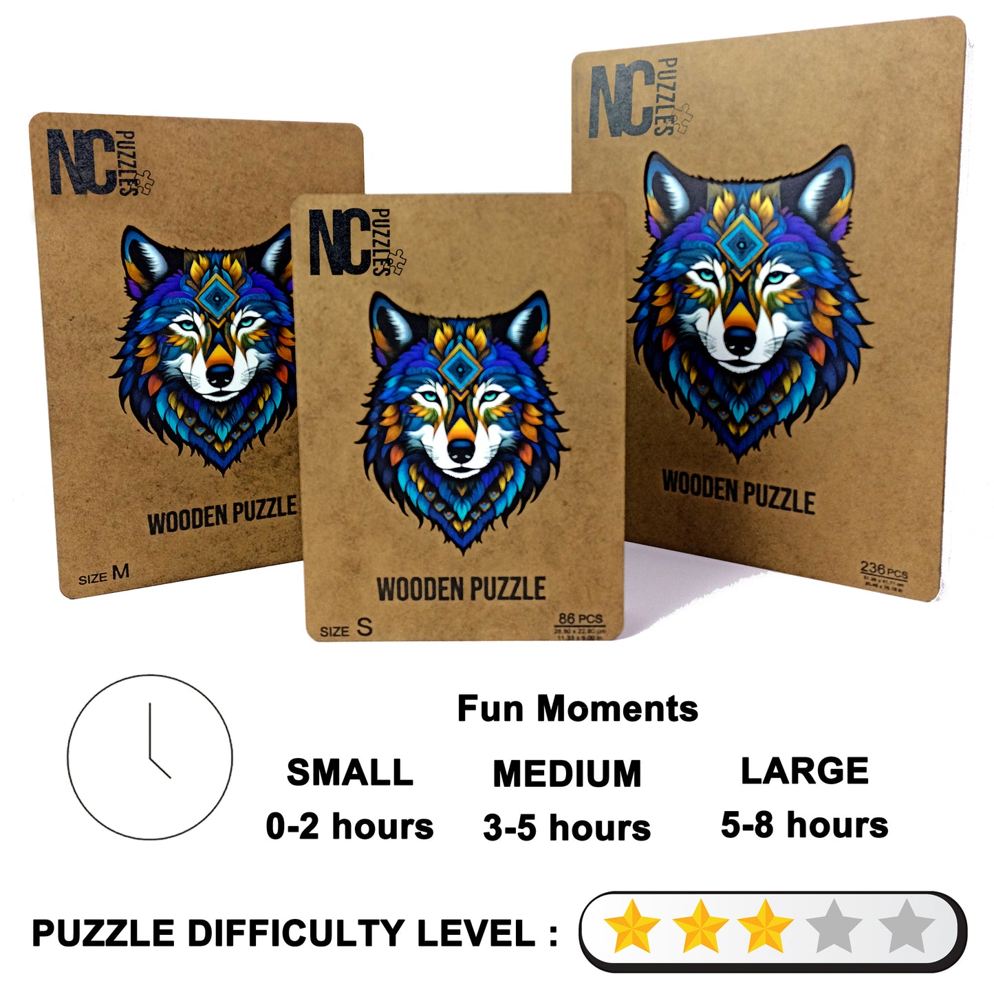 ÖZEL FİGÜRLÜ AHŞAP PUZZLE - MANDALA WOLF
