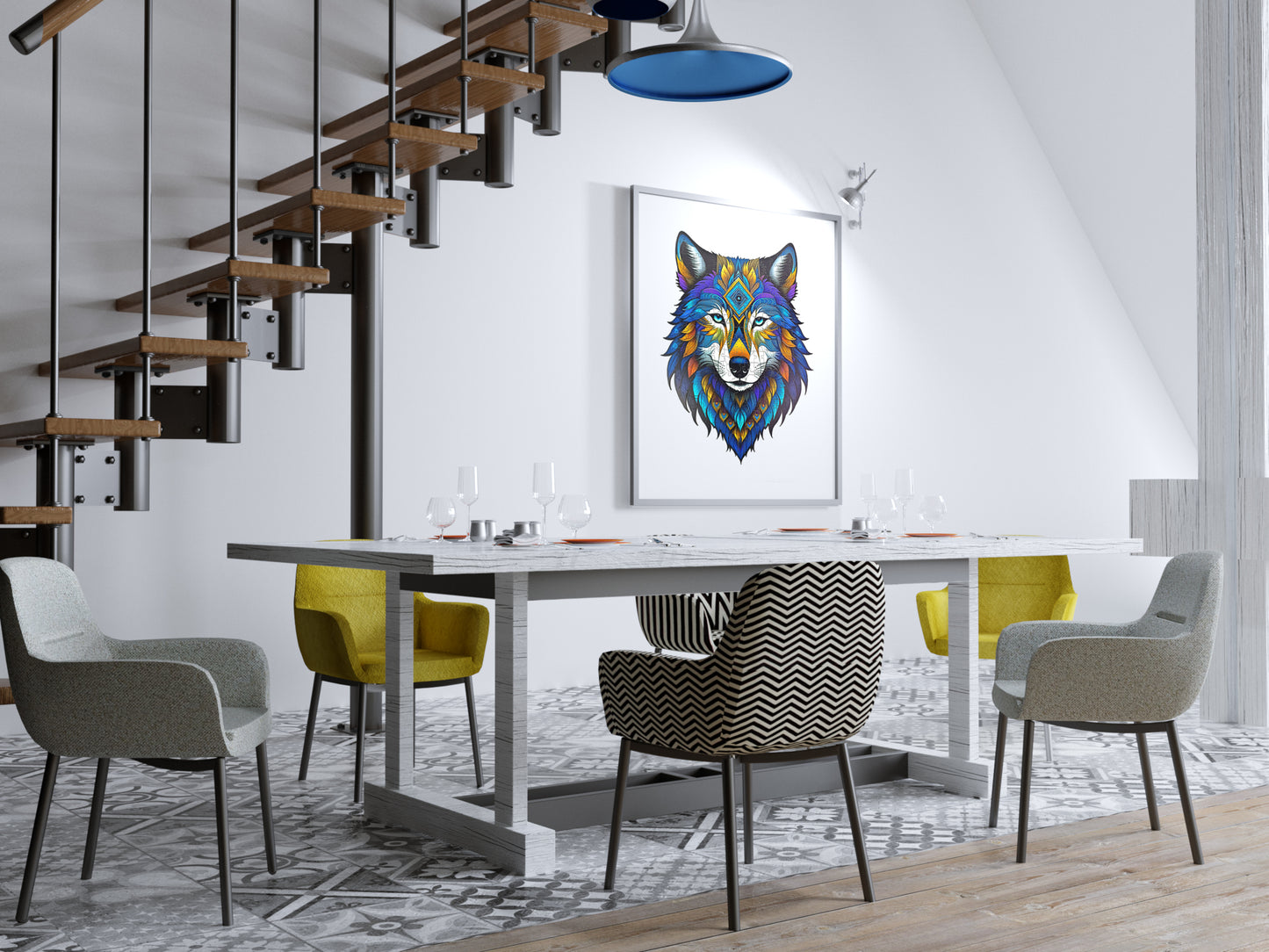 ÖZEL FİGÜRLÜ AHŞAP PUZZLE - MANDALA WOLF