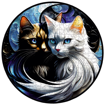 ÖZEL FİGÜRLÜ AHŞAP PUZZLE - YING YANG CATS