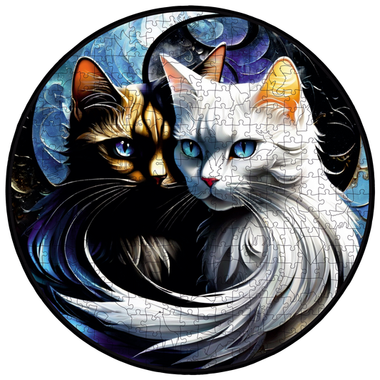 ÖZEL FİGÜRLÜ AHŞAP PUZZLE - YING YANG CATS