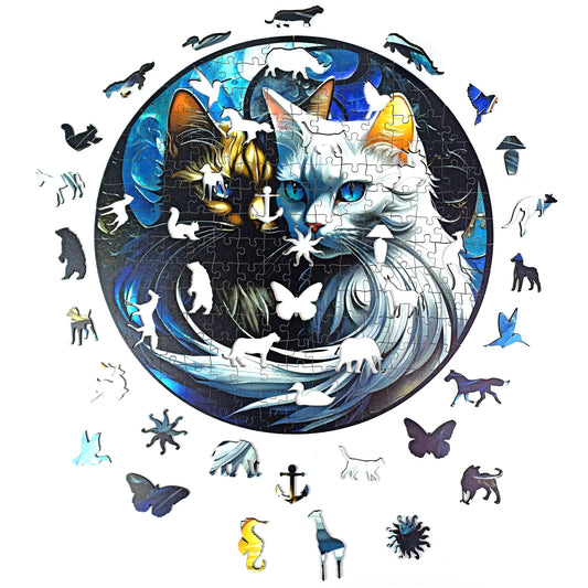 ÖZEL FİGÜRLÜ AHŞAP PUZZLE - YING YANG CATS