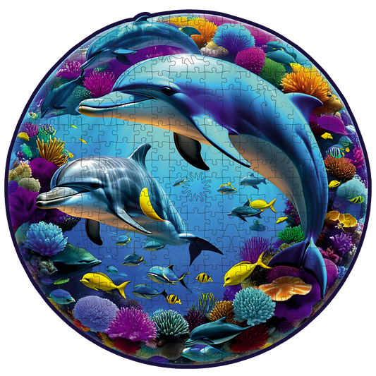 ÖZEL FİGÜRLÜ AHŞAP PUZZLE - DOLPHINS (YUNUSLAR)
