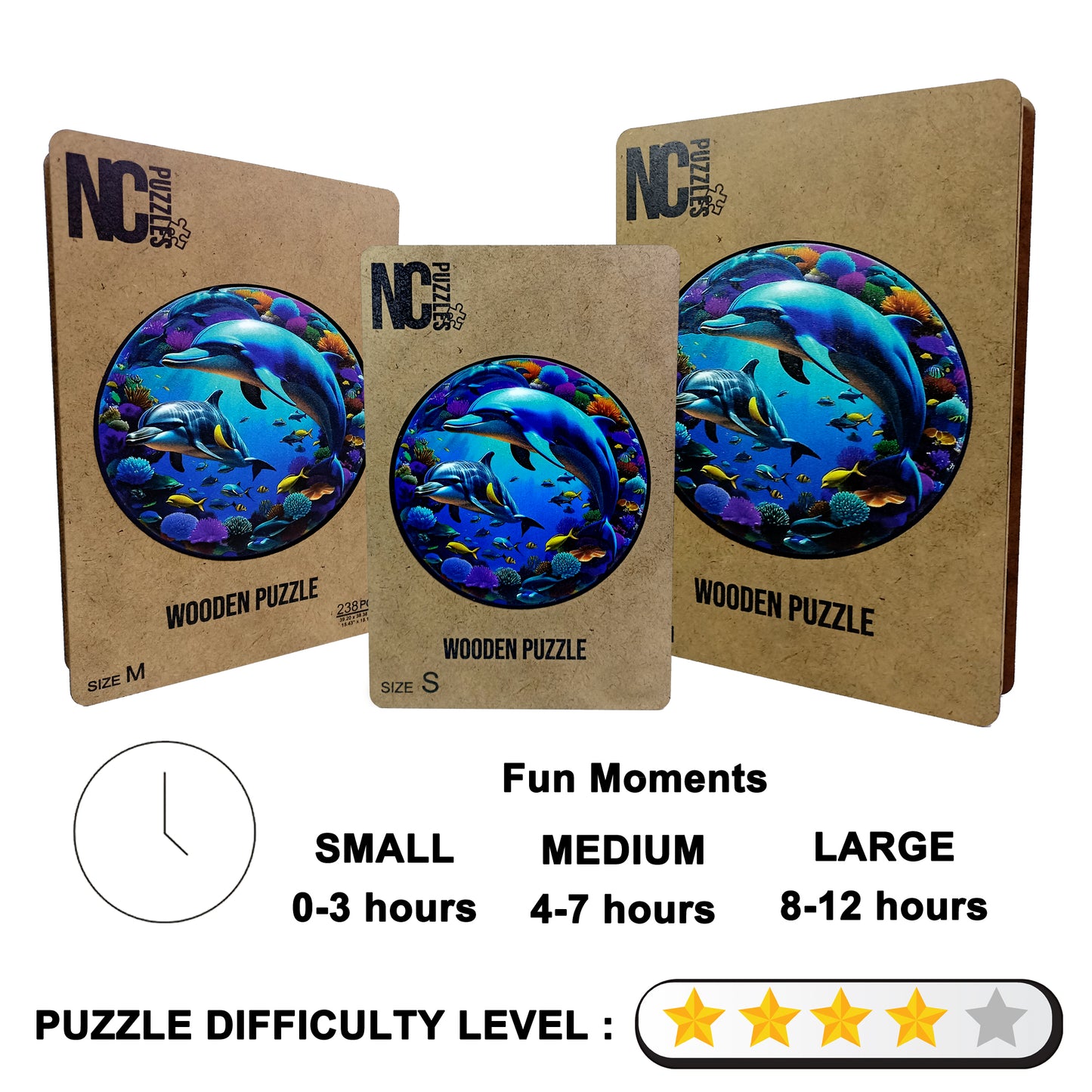 ÖZEL FİGÜRLÜ AHŞAP PUZZLE - DOLPHINS (YUNUSLAR)