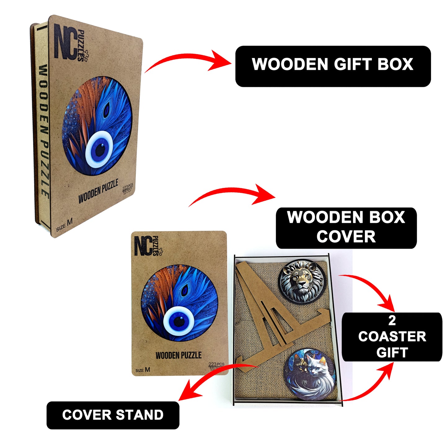 ÖZEL FİGÜRLÜ AHŞAP PUZZLE - EVILEYE - NAZAR