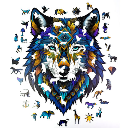 ÖZEL FİGÜRLÜ AHŞAP PUZZLE - MANDALA WOLF